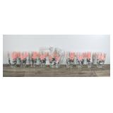 Vintage Beverage Glass Tumblers and Pitcher, Pink & Black Flowers