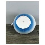 Vintage Warwick Semi Porcelain Large Pitcher Peacock Blue & White Gold Trim