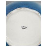 Vintage Warwick Semi Porcelain Large Pitcher Peacock Blue & White Gold Trim