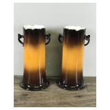 2 -,Antique Ioga Warwick Longa Hand Painted Porcelain Vases