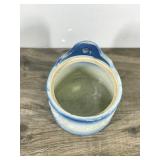 Antique Salt Stoneware Crock blue white decorated glaze