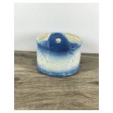 Antique Salt Stoneware Crock blue white decorated glaze