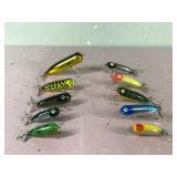 Lot of 10 Collectible Heddon Fishing Lures