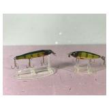 2 - Collectible Wooden Fishing Lures - Creek Chub Pikie & Injured Minnow