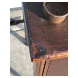 Vintage Solid Wood Smokers Table with Skeleton Key for Bottom Cabinet Drawer