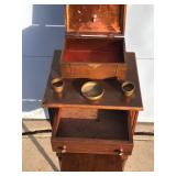 Vintage Solid Wood Smokers Table with Skeleton Key for Bottom Cabinet Drawer