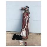 Miller Golf Bag with Clubs, Golf Balls, Nike Golf Shoes, Ty’s and More - See pictures for clubs