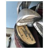 Miller Golf Bag with Clubs, Golf Balls, Nike Golf Shoes, Ty’s and More - See pictures for clubs