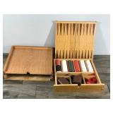 VINTAGE WOOD MARLBORO DELUXE GAME SET CHECKERS BACKGAMMON