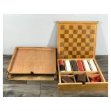 VINTAGE WOOD MARLBORO DELUXE GAME SET CHECKERS BACKGAMMON