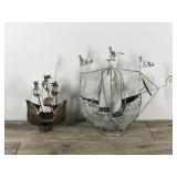 2 - Vintage Metal Sail Ships