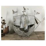 2 - Vintage Metal Sail Ships