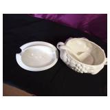 Vintage white ceramic soup tureen