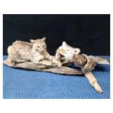 Bob Cat, coyote head, and a grouse mount