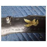 Ornate Ambian Scimitar sword with eagle sheath and gold twisted handle