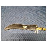 Ornate Ambian Scimitar sword with eagle sheath and gold twisted handle