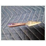 Stag antler handle Damascus steel blade knife with sheath, Red toned wood handle with forged Damascus steel blade and sheath,and a wood handle Damascus steel blade dagger with sheath