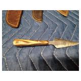 Stag antler handle Damascus steel blade knife with sheath, Red toned wood handle with forged Damascus steel blade knife with sheathj, wood handle Damascus steel blade dagger with sheath