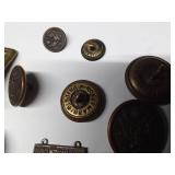Tackle box of Military buttons with Mfg Co. stamped on back on some