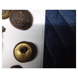 Tackle box of Military buttons with Mfg Co. stamped on back on some
