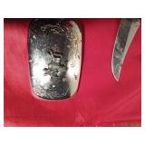 @ belt buckles made in USA, 3 Knives, 1 Husky box cutter, and 2 shot glasses