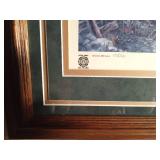 Signed and numbered framed print of Brainerd MN series sponsored by Brainerd fire dept. "Crossing at Dawn" 137/200 by J. D. Speltz