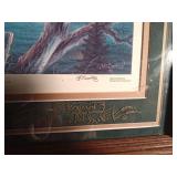 Signed and numbered framed print of Brainerd MN series sponsored by Brainerd fire dept. "Crossing at Dawn" 137/200 by J. D. Speltz