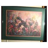 Signed metal frame floral print by Janice C. Sumler