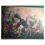 Signed metal frame floral print by Janice C. Sumler