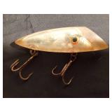 1 Vintage red and white wood lure and 1 vintage plastic lure