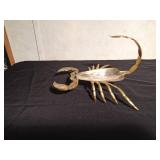 Vintage brass and copper Mexican Scorpian shaped tray with abalone inlay in the claws
