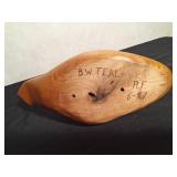 1987 Hand carved wooden duck by B. W. Teal