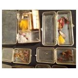6 containers of fishing flies