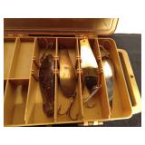Mini Magnum Plano 2-sided tackle box of musky spoons, lures and spinners