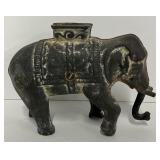 Antique cast iron elephant bank with swinging trunk