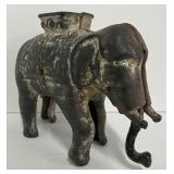 Antique cast iron elephant bank with swinging trunk