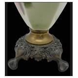 Hand Painted Antique Glass Oil Lamp "Gone with the Wind" Lamp ornate brass base 24"