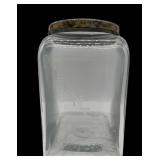 Original Vintage 1940 Leap Year Planters Peanuts Embossed Glass Display Jar W/ Tin Lid