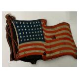 Vintage 48-star American flag license plate topper tin or aluminum