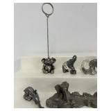 Pewter and Pewter and Crystal Elephant Miniatures Lot