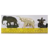 Lot of 3 Miniature Vintage Metal Elephants, German Metal Candleholder