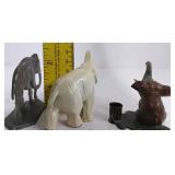 Lot of 3 Miniature Vintage Metal Elephants, German Metal Candleholder