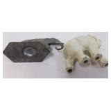 Lot of 3 Miniature Vintage Metal Elephants, German Metal Candleholder