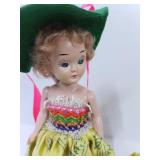 Lot of 2 Vintage Sleepy Eye Dolls, Hard Plastic, Birthdays Dresses, 1940-50
