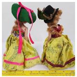 Lot of 2 Vintage Sleepy Eye Dolls, Hard Plastic, Birthdays Dresses, 1940-50