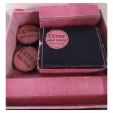 Vintage Vanity Items, Perfume Bottles, Cutex Kit, Akro Agate PowderJar