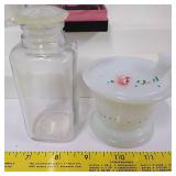 Vintage Vanity Items, Perfume Bottles, Cutex Kit, Akro Agate PowderJar