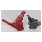 Two Bird Whistles Vintage Toys Plastic and Metal