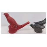 Two Bird Whistles Vintage Toys Plastic and Metal