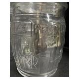 Planters Peanut Clear Glass Barrel Jar with Lid Adveritisng Mr. Peanut